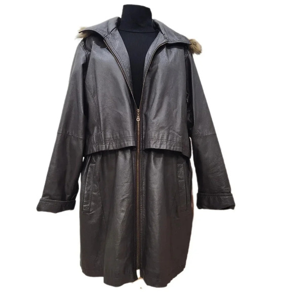 Vintage Veranesi Leathee Coat, Dark Brown, Women's 24W - Picture 1 of 8